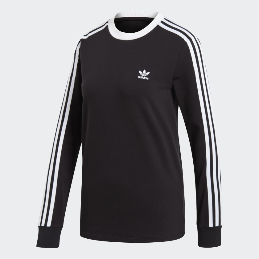 adidas 3-Stripes Long-Sleeve Top - Black | adidas UK