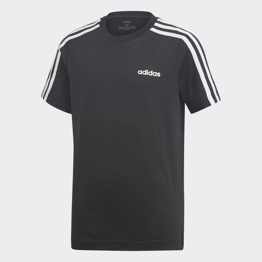 adidas Boys' Essentials 3-Stripes T-Shirt in Black and White | adidas UK
