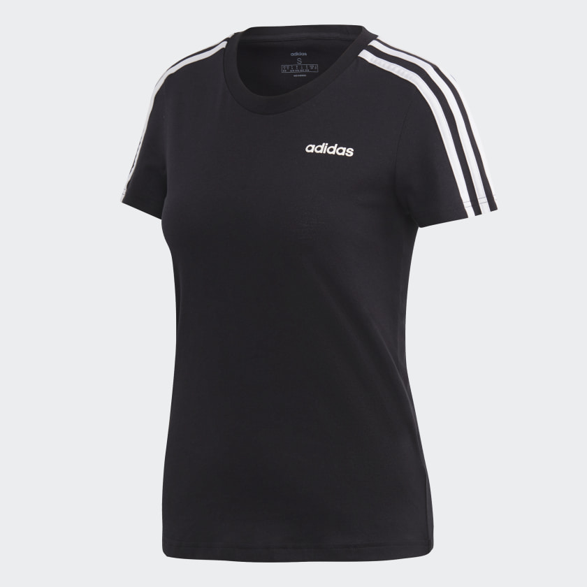 adidas Women's Essentials 3-Stripes T-Shirt in Black and White | adidas UK
