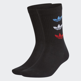 Tricolor Thin Ribbed Crew Socks 2 Pairs