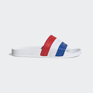 White and red adidas slides Clearance