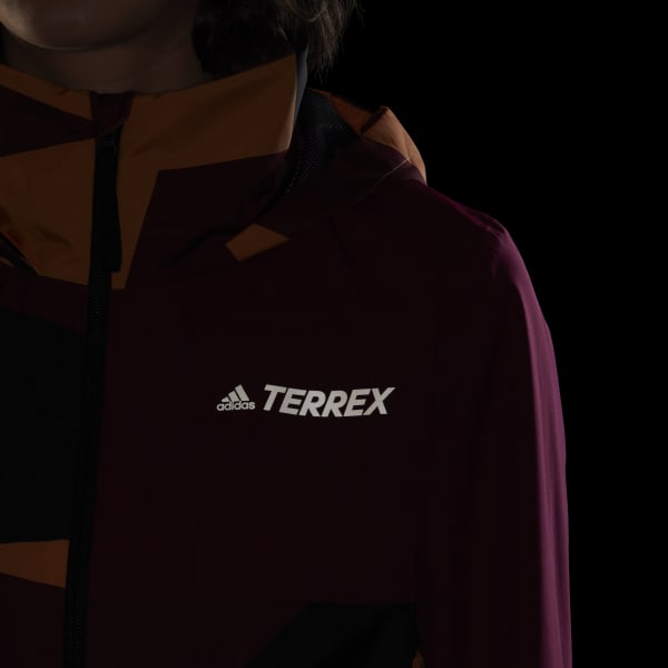 Adidas Terrex Multi Rain Rdy Primegreen Allover Print 2 Layer Rain Jacket Orange Adidas Uk