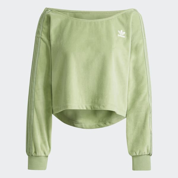 adidas LOUNGEWEAR adidas Off Shoulder Sweatshirt - Green | adidas UK