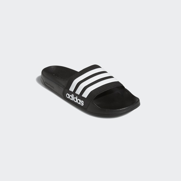 Men's Adilette Cloudfoam Black and White Slides | adidas UK