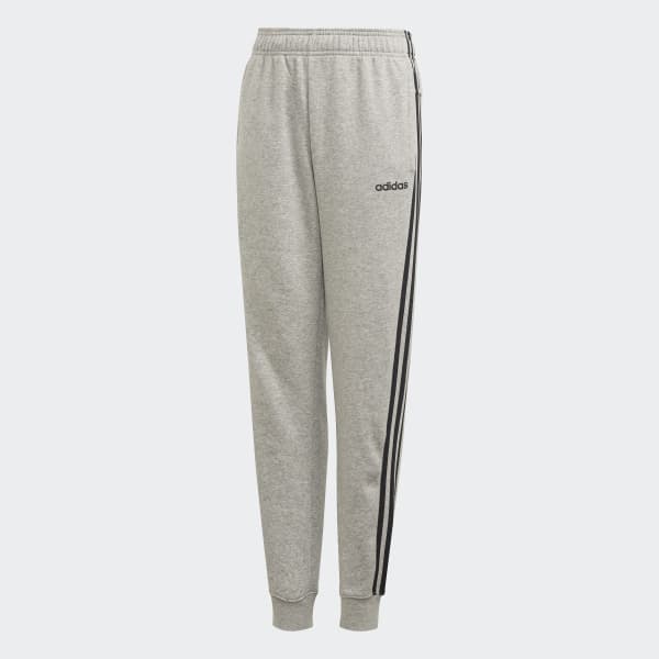 grey adidas joggers with black stripes