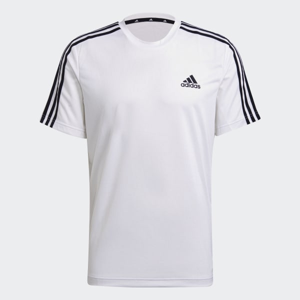 adidas AEROREADY Designed To Move Sport 3-Stripes T-Shirt - White ...