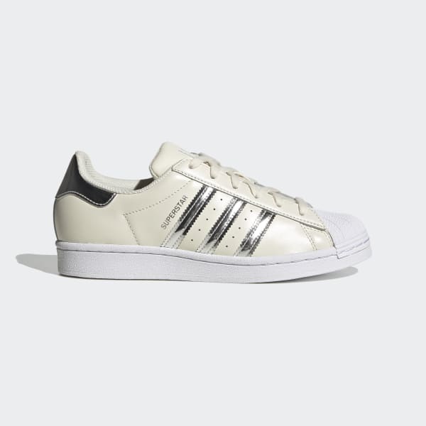 Adidas white and silver superstar clearance