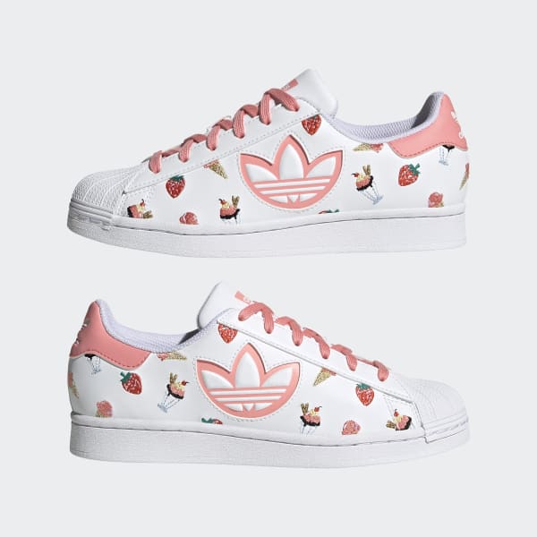 Adidas superstar white ray pink Clearance