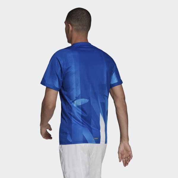 Adidas Freelift Tokyo Heat Rdy Printed Tennis T Shirt Blue Adidas Uk