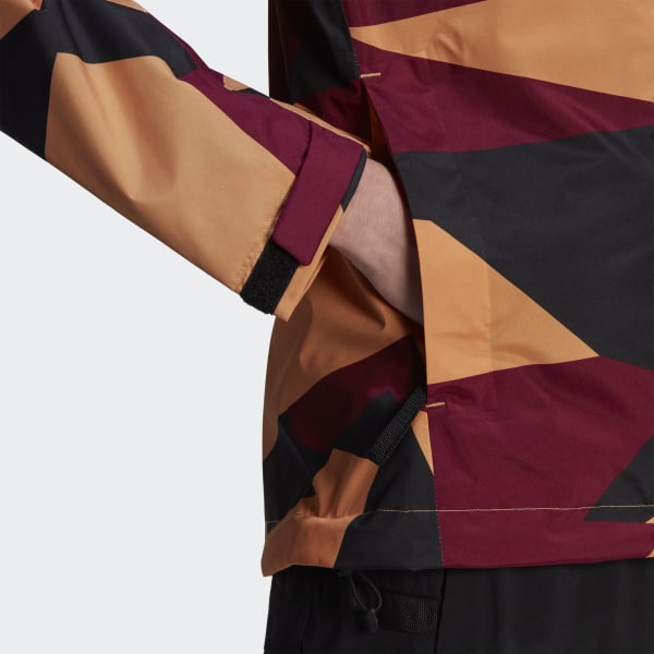 Adidas Terrex Multi Rain Rdy Primegreen Allover Print 2 Layer Rain Jacket Orange Adidas Uk